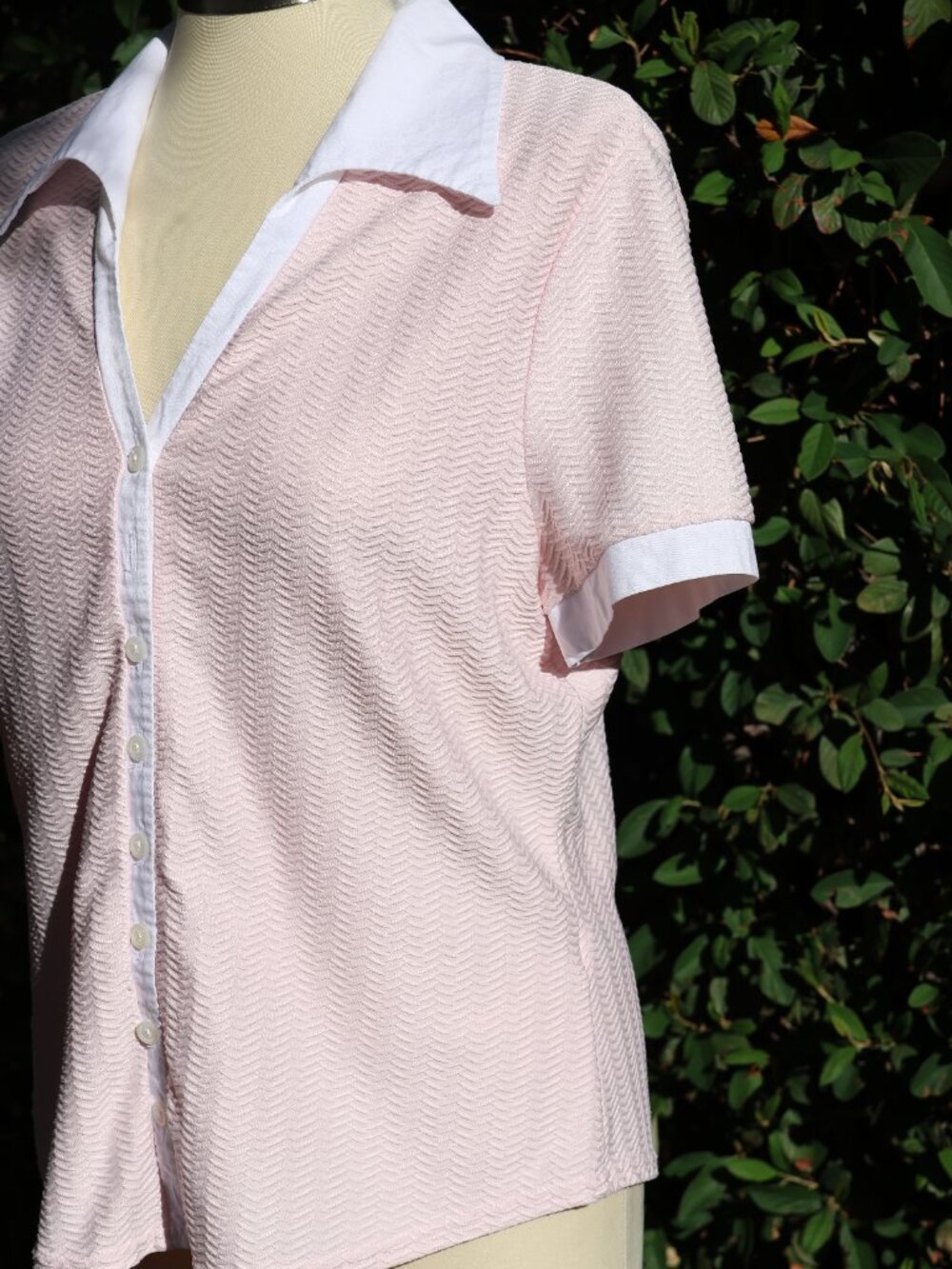Casual Corner Annex Button-up V-neck Poly Soft Pink Top